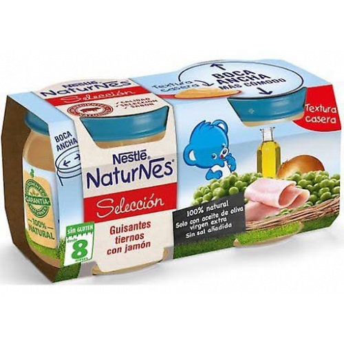 Nestle naturnes seleccion - guisantes tiernos con jamon (2 envases 200 g)