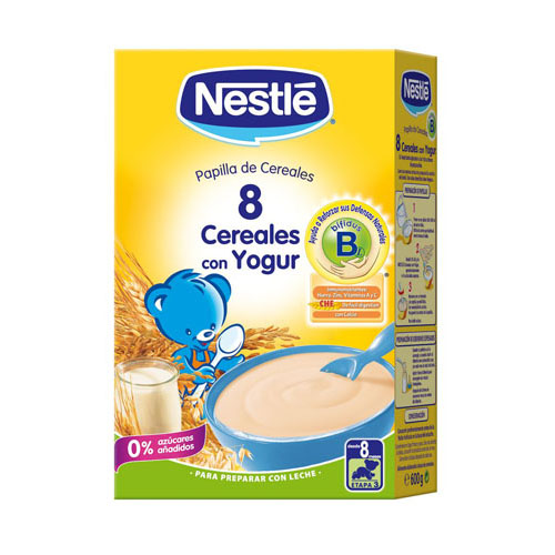 Nestle papilla 8 cereales con yogur (1 envase 600 g)