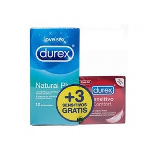 Durex natural plus + durex sensitivo confort - preservativos (12 + 3 preservativos pack)