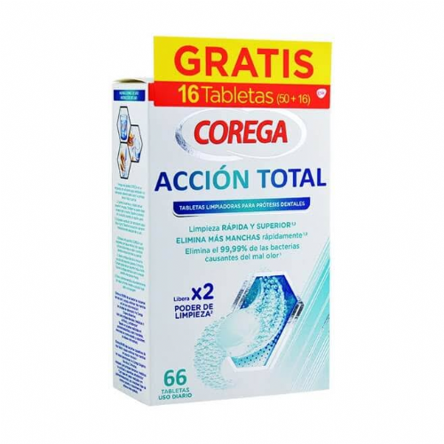 Corega accion total limpiador - limpieza protesis dental (66 tabletas)