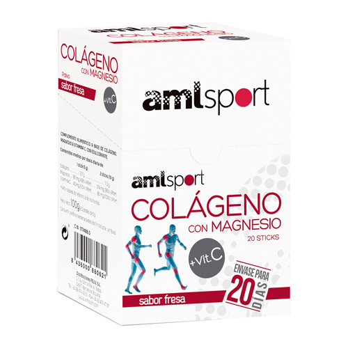 Aml sport colageno+mag+vit c  fresa 20 sticks