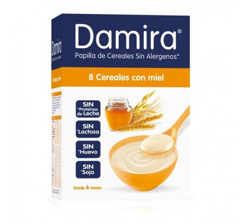 Damira papilla 8 cereales con miel (2 envases 300 g)