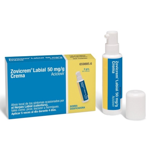 ZOVICREM LABIAL 50 mg/g CREMA, 1 frasco de 2 g