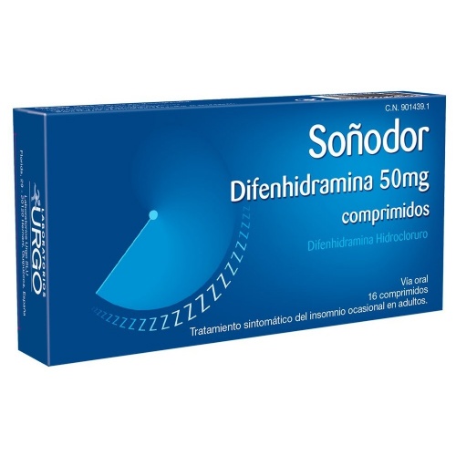 SOÑODOR DIFENHIDRAMINA 50 mg COMPRIMIDOS , 16 comprimidos